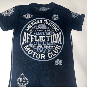 Affliction Mens Navy Graphic Tee